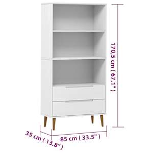 Knihovna MOLDE bílá 85 x 35 x 170,5 cm masivní borové dřevo - obrázek 8