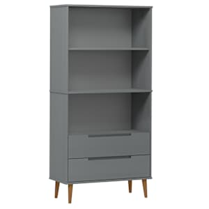 vidaXL raamatukapp "MOLDE", hall, 85 x 35 x 170,5 cm, m&auml;nnipuit