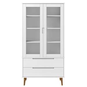 Vitrína MOLDE bílá 90 x 35 x 175 cm masivní borové dřevo - obrázek 4
