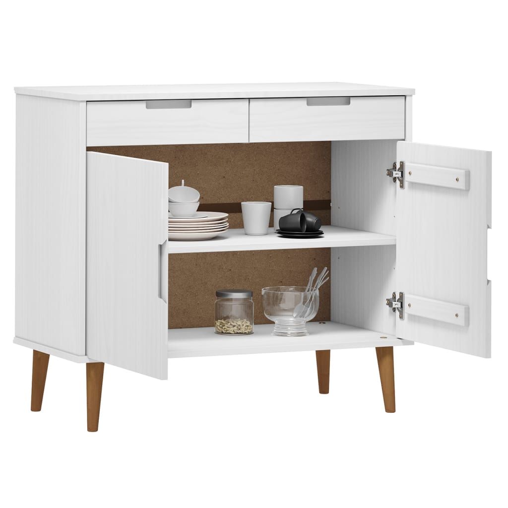 vidaXL Dressoir MOLDE 90x40x80 cm massief grenenhout wit afbeelding