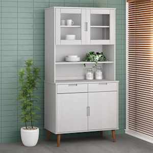 Zgornja omarica MOLDE bela 90x35x100 cm trdna borovina