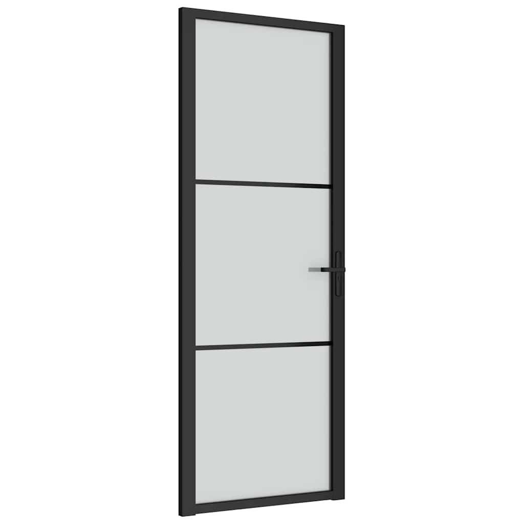 vidaXL Interiérové dveře 76 x 201,5 cm černé matné sklo a hliník