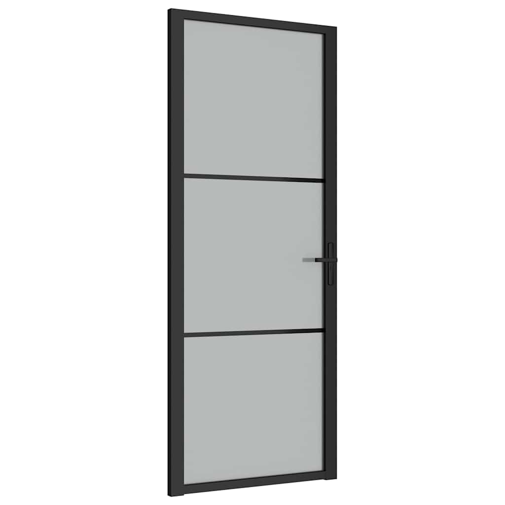 vidaXL Interiérové dveře 83 x 201,5 cm černé matné sklo a hliník