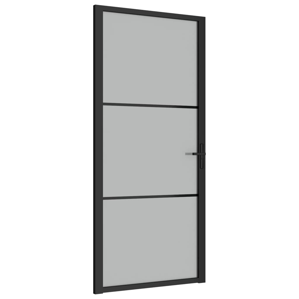 Ușă de interior, 93×201,5 cm, sticlă neagră mată și aluminiu