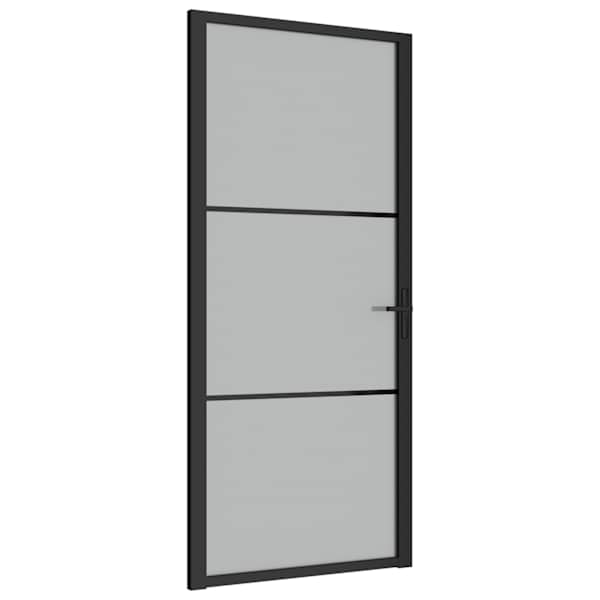 vidaXL siseuks, 93 x 201,5 cm, must, matt klaas ja alumiinium