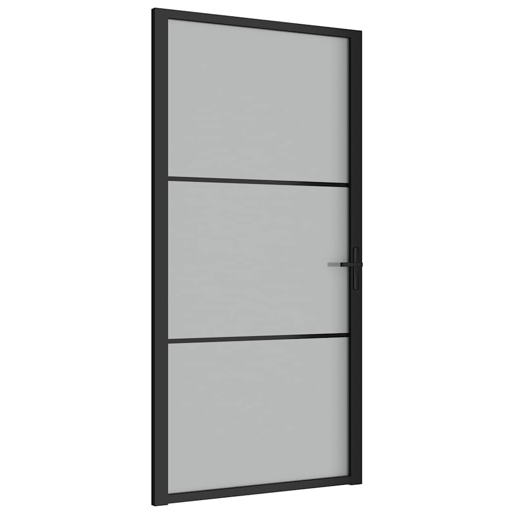 vidaXL Interiérové dveře 102,5 x 201,5 cm černé matné sklo a hliník