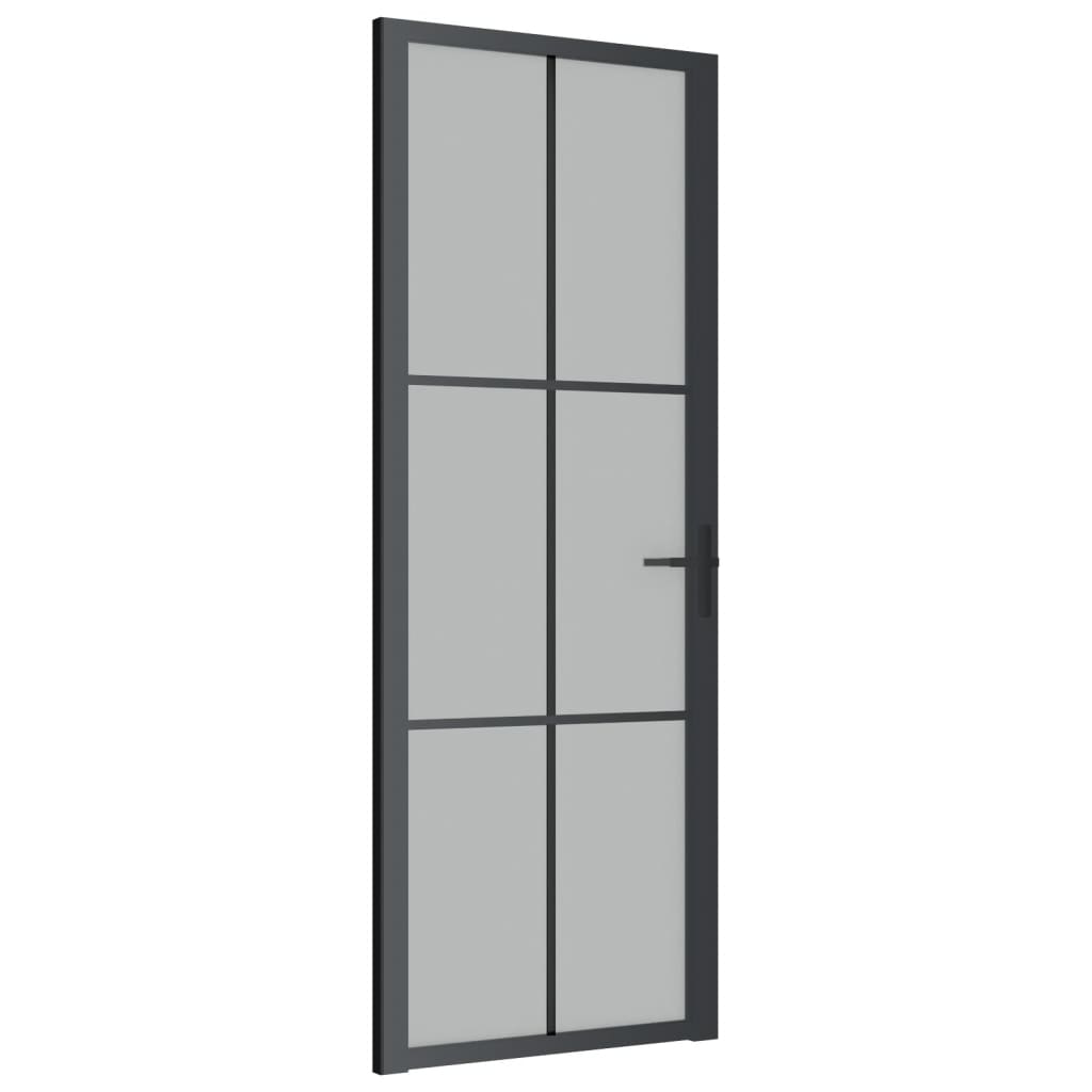 Ușă de interior, 76×201,5 cm, sticlă neagră mată și aluminiu