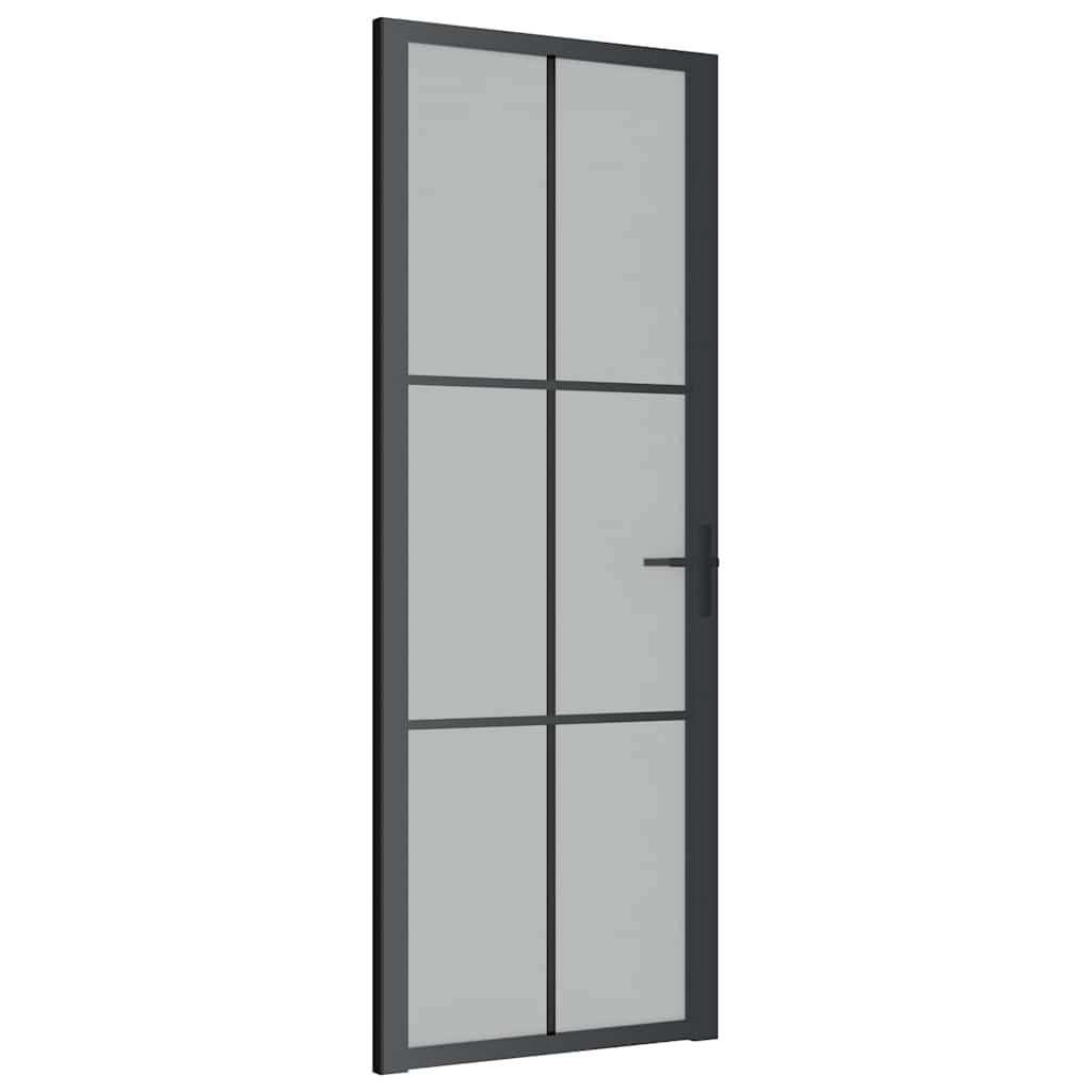 vidaXL Interiérové dveře 76 x 201,5 cm černé matné sklo a hliník