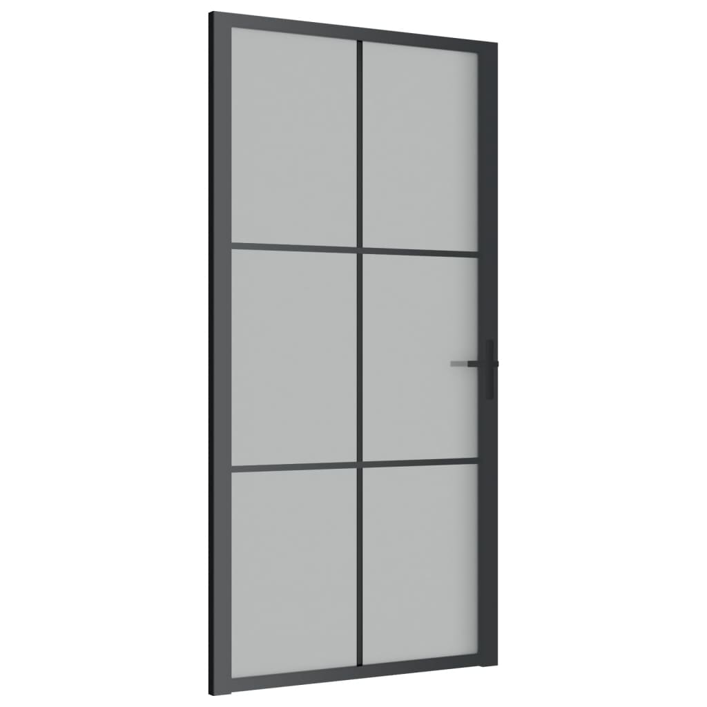 Ușă de interior, 102,5×201,5 cm, Negru, sticlă mată și aluminiu