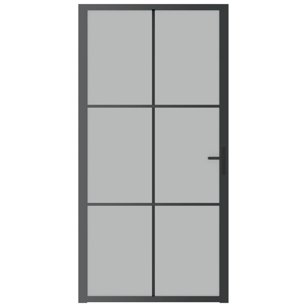 Fekete matt üveg és alumínium beltéri ajtó 102,5 x 201,5 cm 