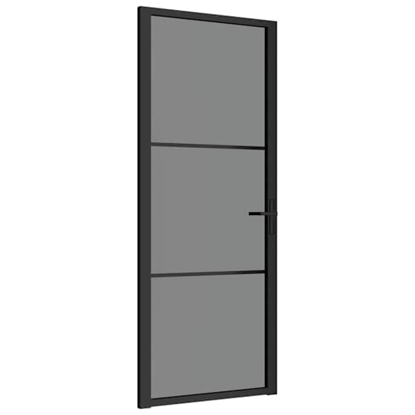 vidaXL siseuks, 83 x 201,5 cm, must, ESG-klaas ja alumiinium