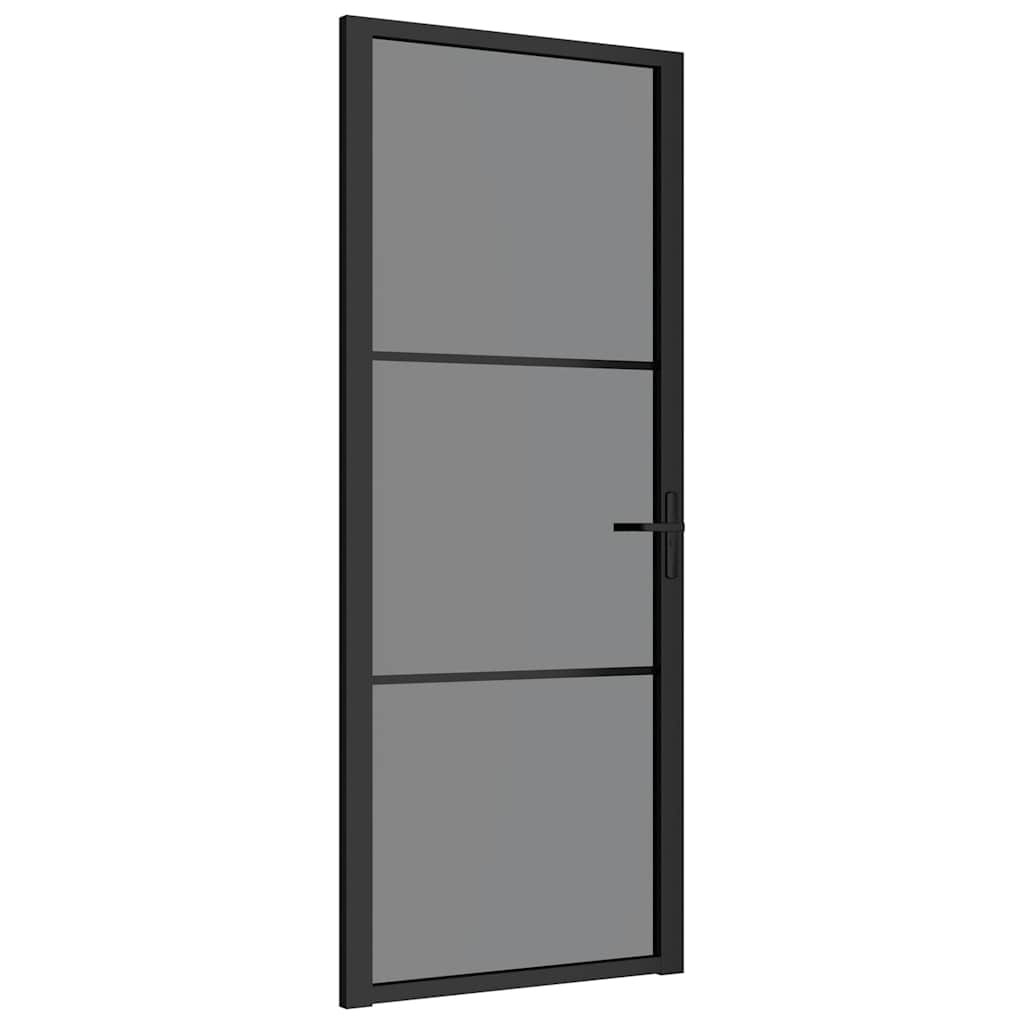 vidaXL Interiérové dveře 83 x 201,5 cm černé ESG sklo a hliník