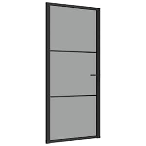 vidaXL siseuks, 93x201,5 cm, must, ESG-klaas ja alumiinium