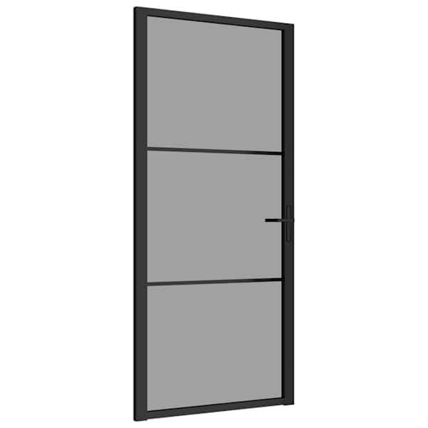 vidaXL siseuks, 93x201,5 cm, must, ESG-klaas ja alumiinium