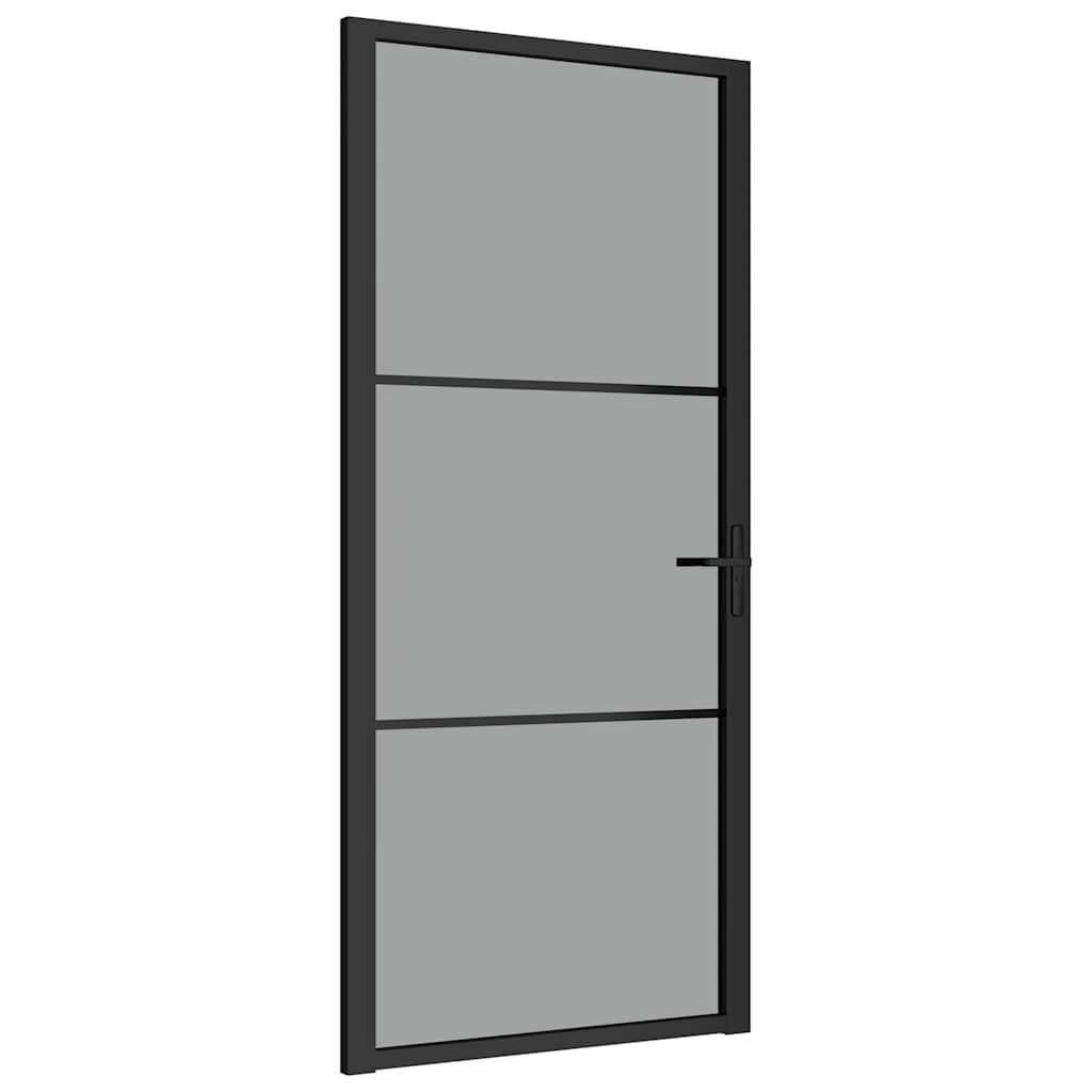 vidaXL Interiérové dveře 93 x 201,5 cm černé ESG sklo a hliník