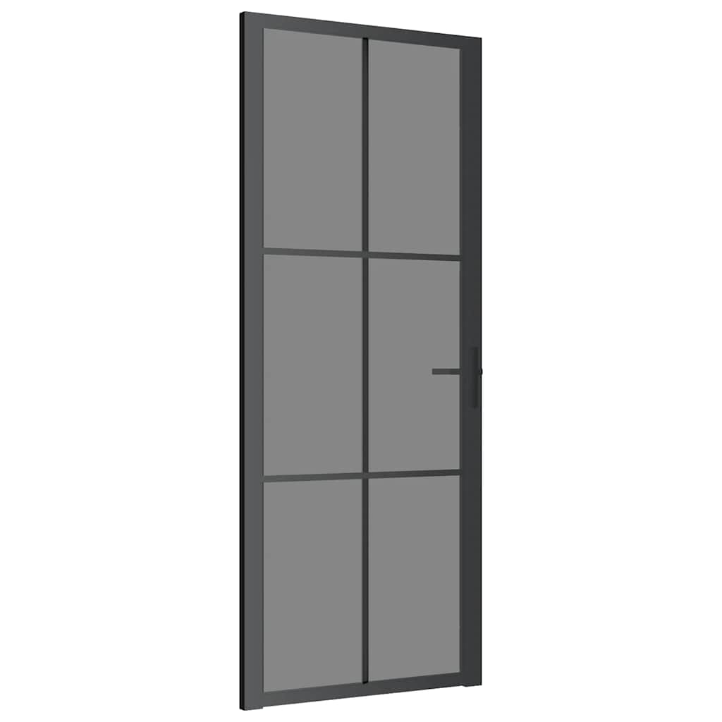 vidaXL Interiérové dveře 83 x 201,5 cm černé ESG sklo a hliník