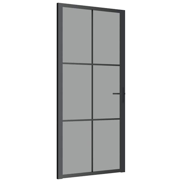 vidaXL siseuks, 93x201,5 cm, must, ESG-klaas ja alumiinium