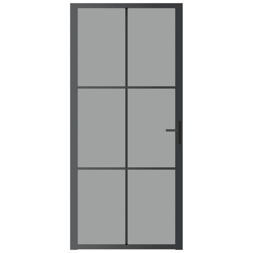 Fekete ESG üveg és alumínium beltéri ajtó 93 x 201,5 cm 