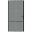 Slim Black Interior Door With Matt Tempered Glass – 102.5x201.5 Cm Aluminium Frame Door For Home & Office-357109