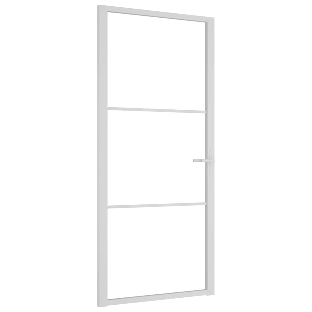 vidaXL Interiérové dveře 93 x 201,5 cm bílé ESG sklo a hliník