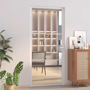 Notranja vrata 93x201,5 cm Bela ESG steklo in aluminij