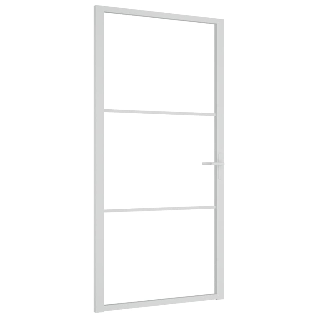 Ușă de interior, 102,5×201,5 cm, alb, sticlă ESG și aluminiu