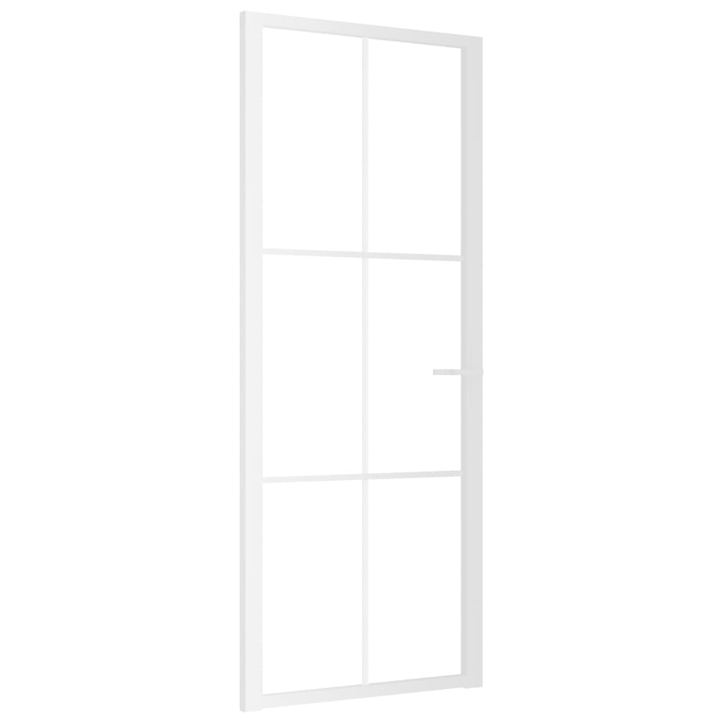Ușă de interior, 83×201,5 cm, alb, sticlă ESG și aluminiu