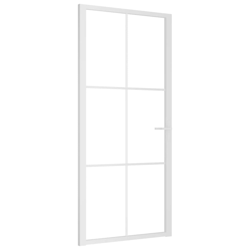 Ușă de interior, 93×201,5 cm, alb, sticlă ESG și aluminiu
