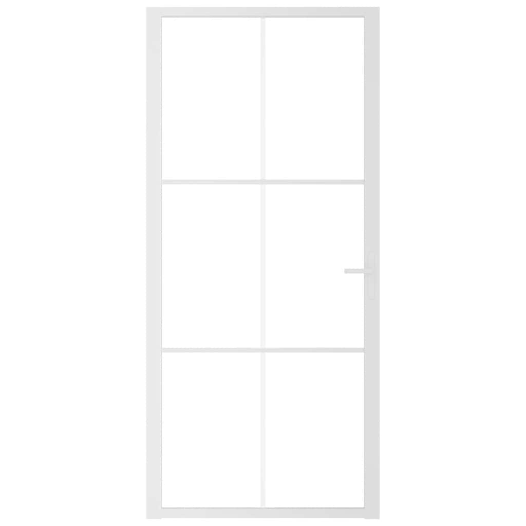 vidaXL Binnendeur 93x201,5 cm ESG-glas en aluminium wit