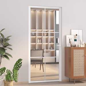 Notranja vrata 93x201,5 cm Bela ESG steklo in aluminij