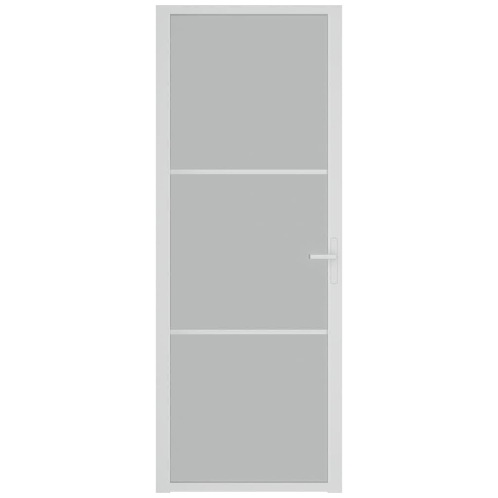 vidaXL Ușă de interior, 76x201,5 cm, alb, sticlă mată și aluminiu
