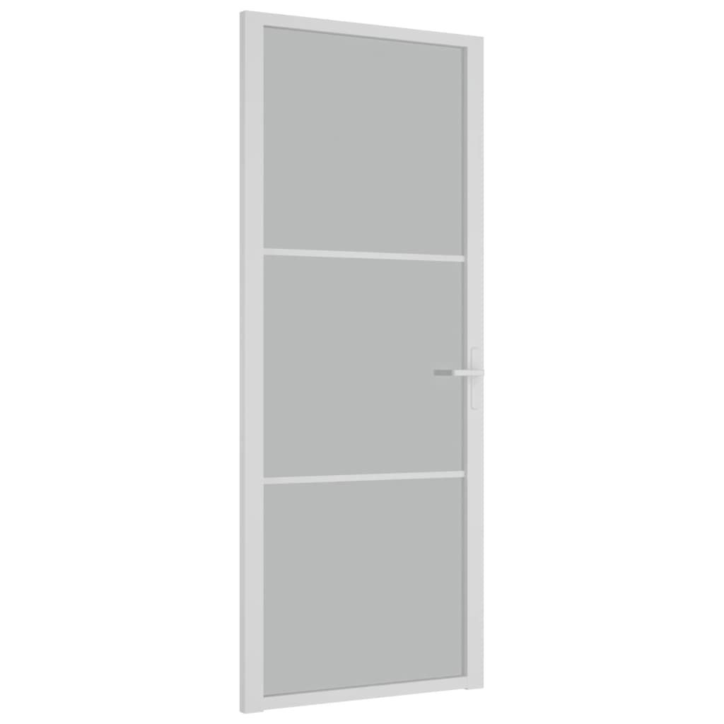 Ușă de interior, 83×201,5 cm, alb, sticlă mată și aluminiu