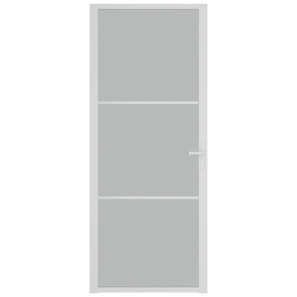 vidaXL Ușă de interior, 83x201,5 cm, alb, sticlă mată și aluminiu