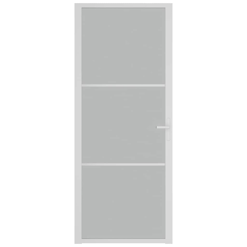 vidaXL Ușă de interior, 83x201,5 cm, alb, sticlă mată și aluminiu