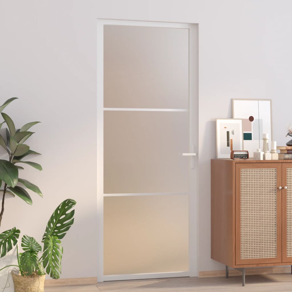 vida XL Innentür 83x 201,5 cm Weiß Mattglas und Aluminium