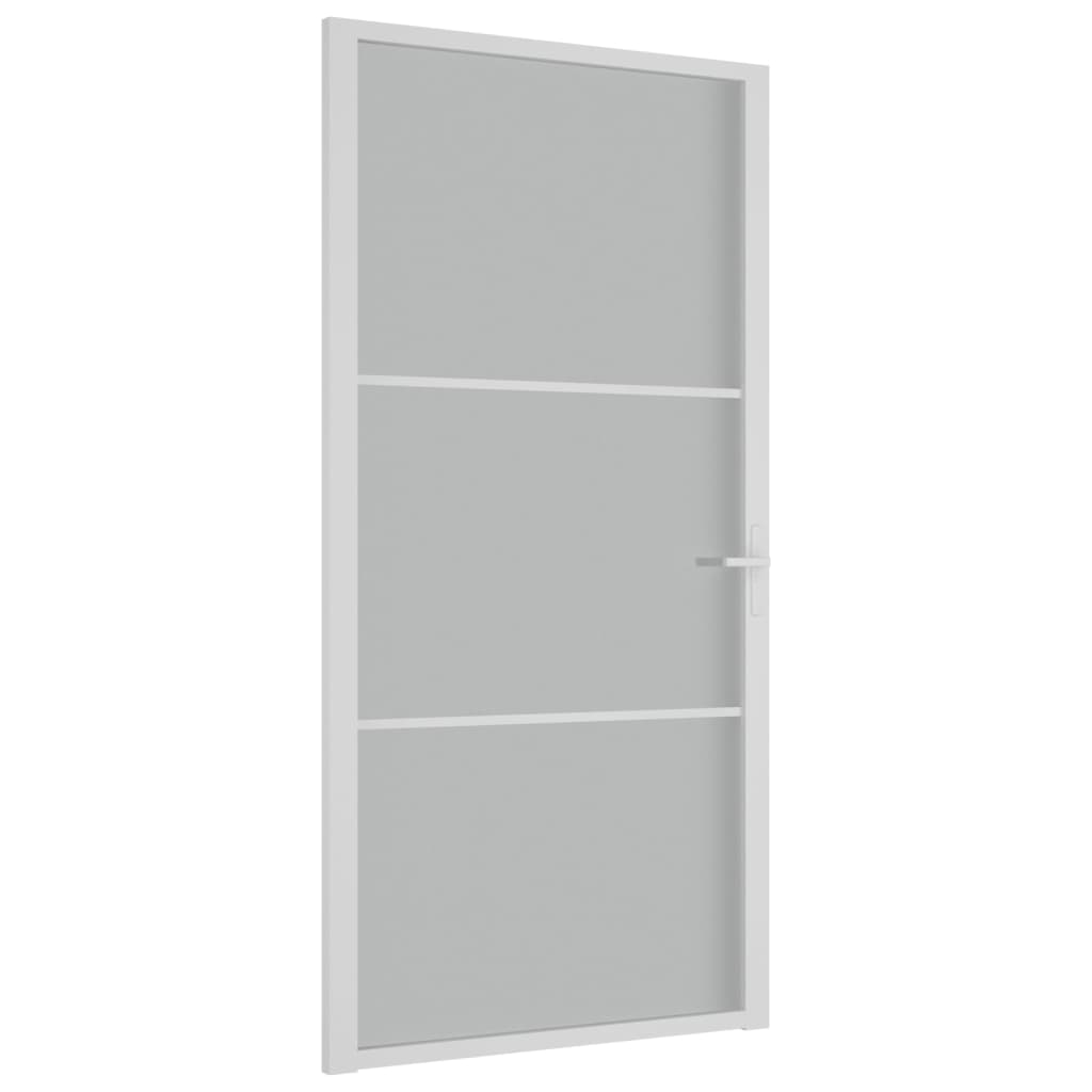 Ușă de interior, 102,5×201,5 cm, alb, sticlă mată și aluminiu