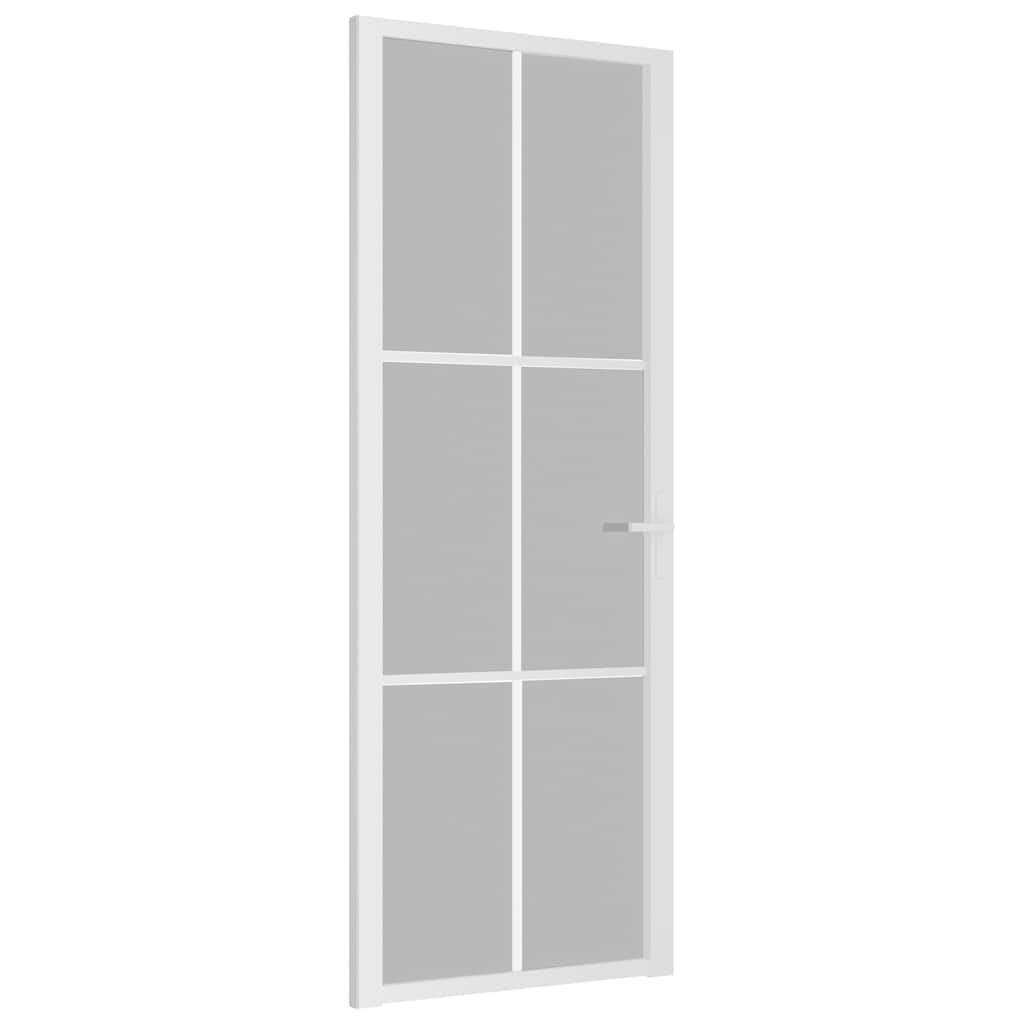 vidaXL Interiérové dveře 76 x 201,5 cm bílé matné sklo a hliník