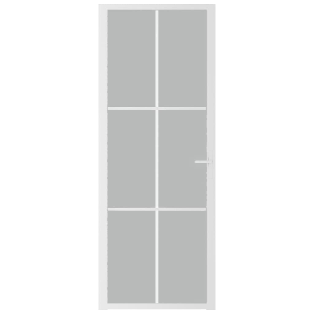 vidaXL Ușă de interior, 76x201,5 cm, alb, sticlă mată și aluminiu