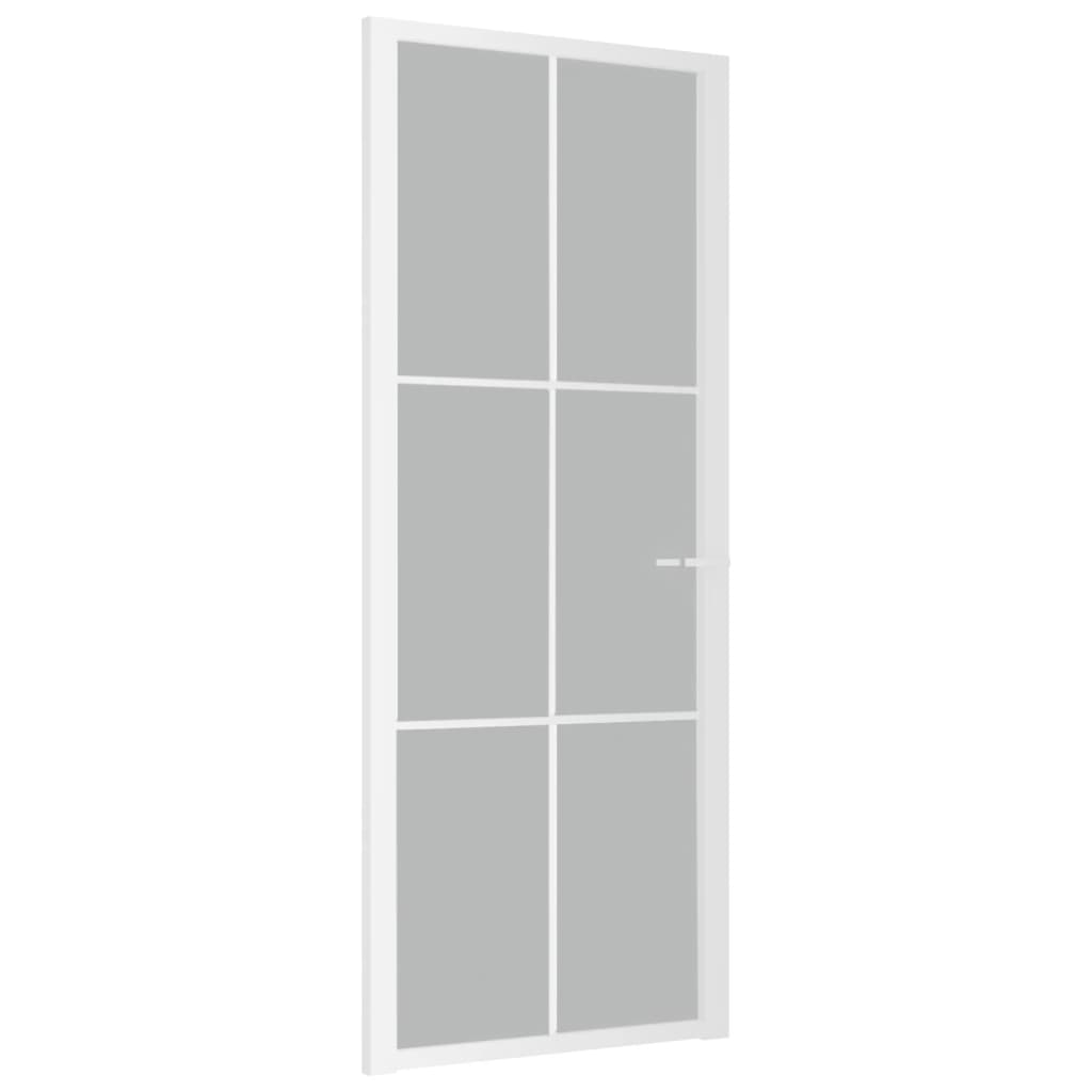 Ușă de interior, 83×201,5 cm, alb, sticlă mată și aluminiu