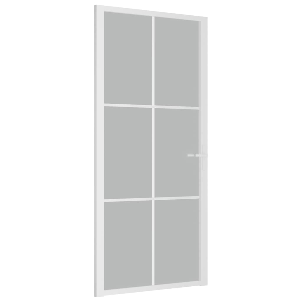 vidaXL Ușă de interior, 93x201,5 cm, alb, sticlă mată și aluminiu