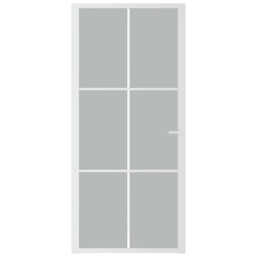 vidaXL Ușă de interior, 93x201,5 cm, alb, sticlă mată și aluminiu