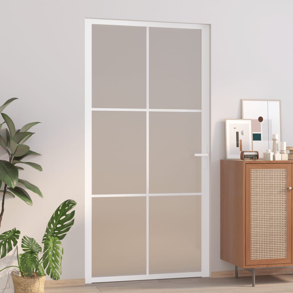 vida XL Innentür 102,5x 201,5 cm Weiß Mattglas und Aluminium