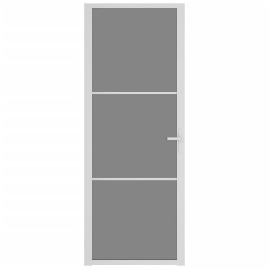 vidaXL Интериорна врата 76x201,5 см бяла ESG стъкло и алуминий