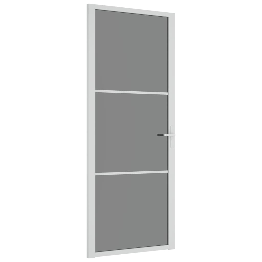 Ușă de interior, 83×201,5 cm, alb, sticlă ESG și aluminiu