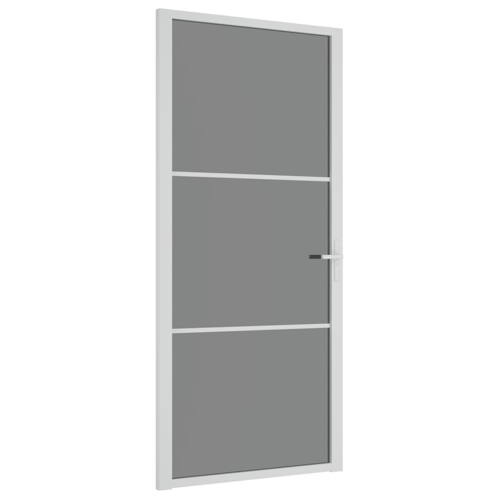 Ușă de interior, 93×201,5 cm, alb, sticlă ESG și aluminiu