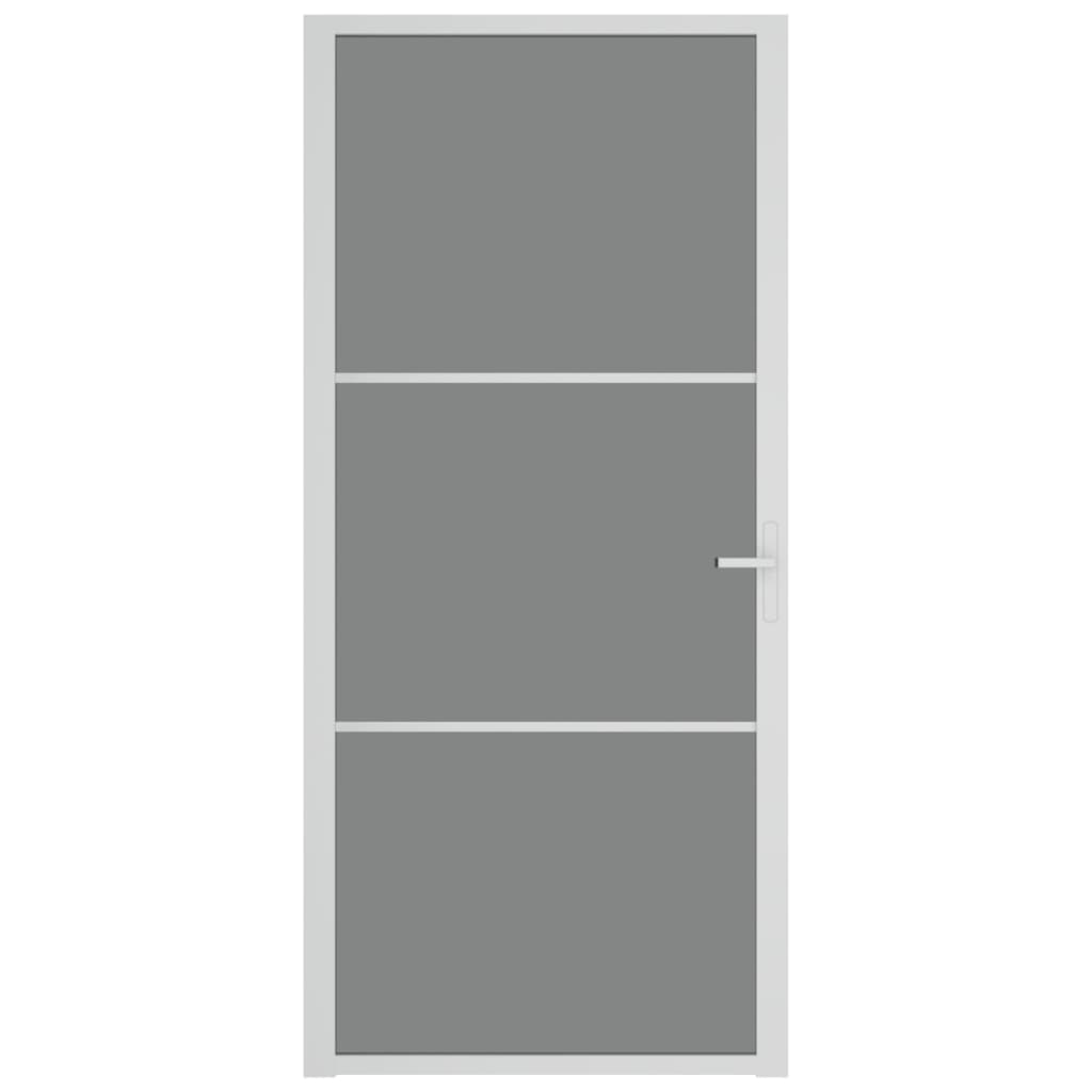 vidaXL Ușă de interior, 93x201,5 cm, alb, sticlă ESG și aluminiu