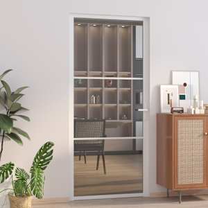 Notranja vrata 93x201,5 cm Bela ESG steklo in aluminij