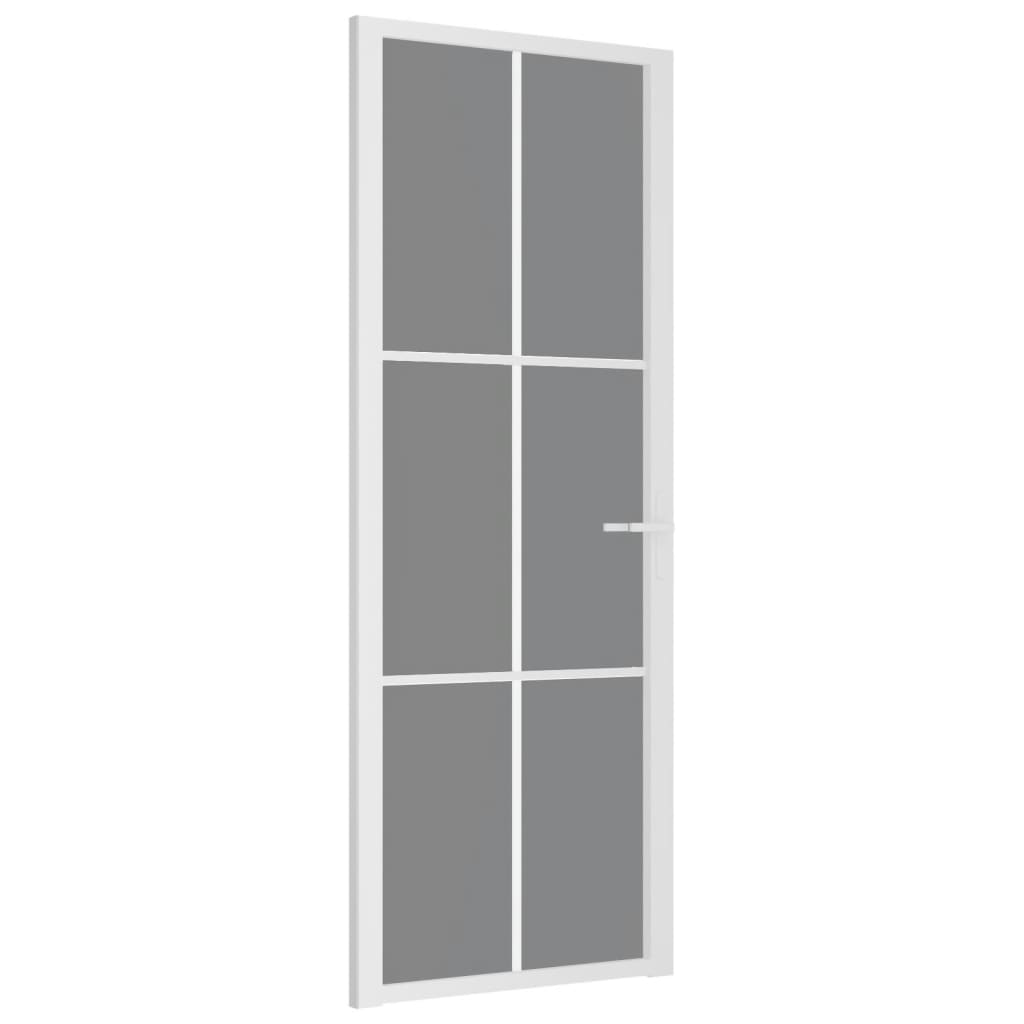Ușă de interior, 76×201,5 cm, alb, sticlă ESG și aluminiu
