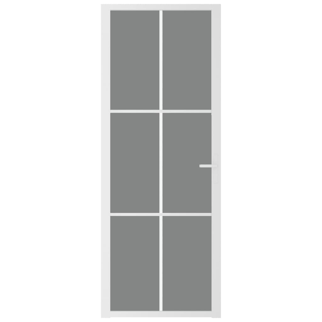 vidaXL Interior Door 76x201.5 cm White ESG Glass and Aluminium