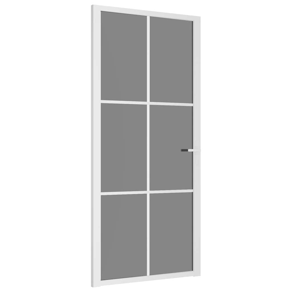 vidaXL Interiérové dveře 93 x 201,5 cm bílé ESG sklo a hliník